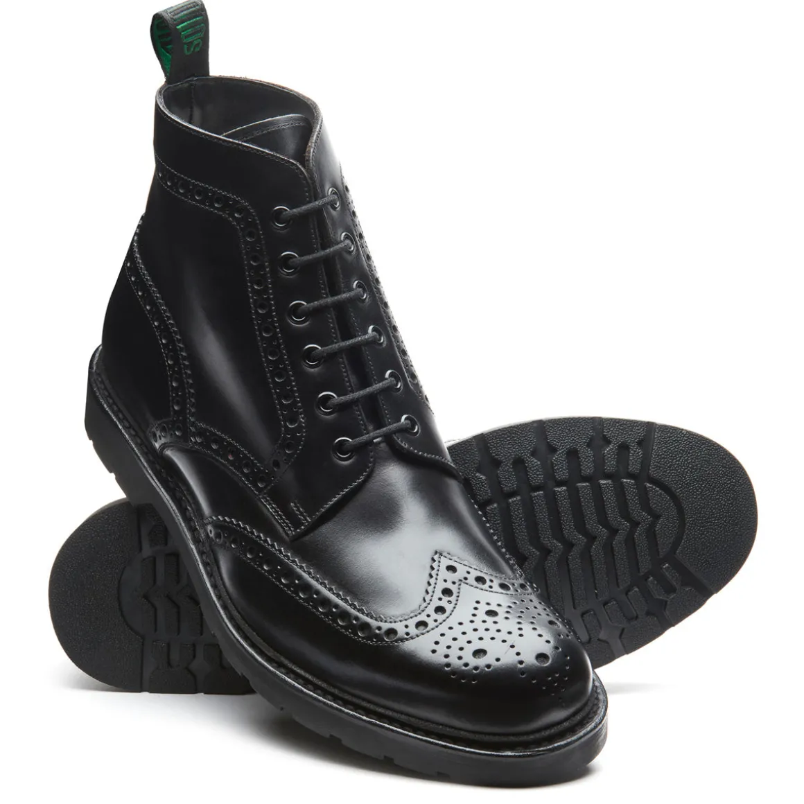 Discount Black Calf 6 Eye Derby Brogue Boot Logger Boots | Derby Boots