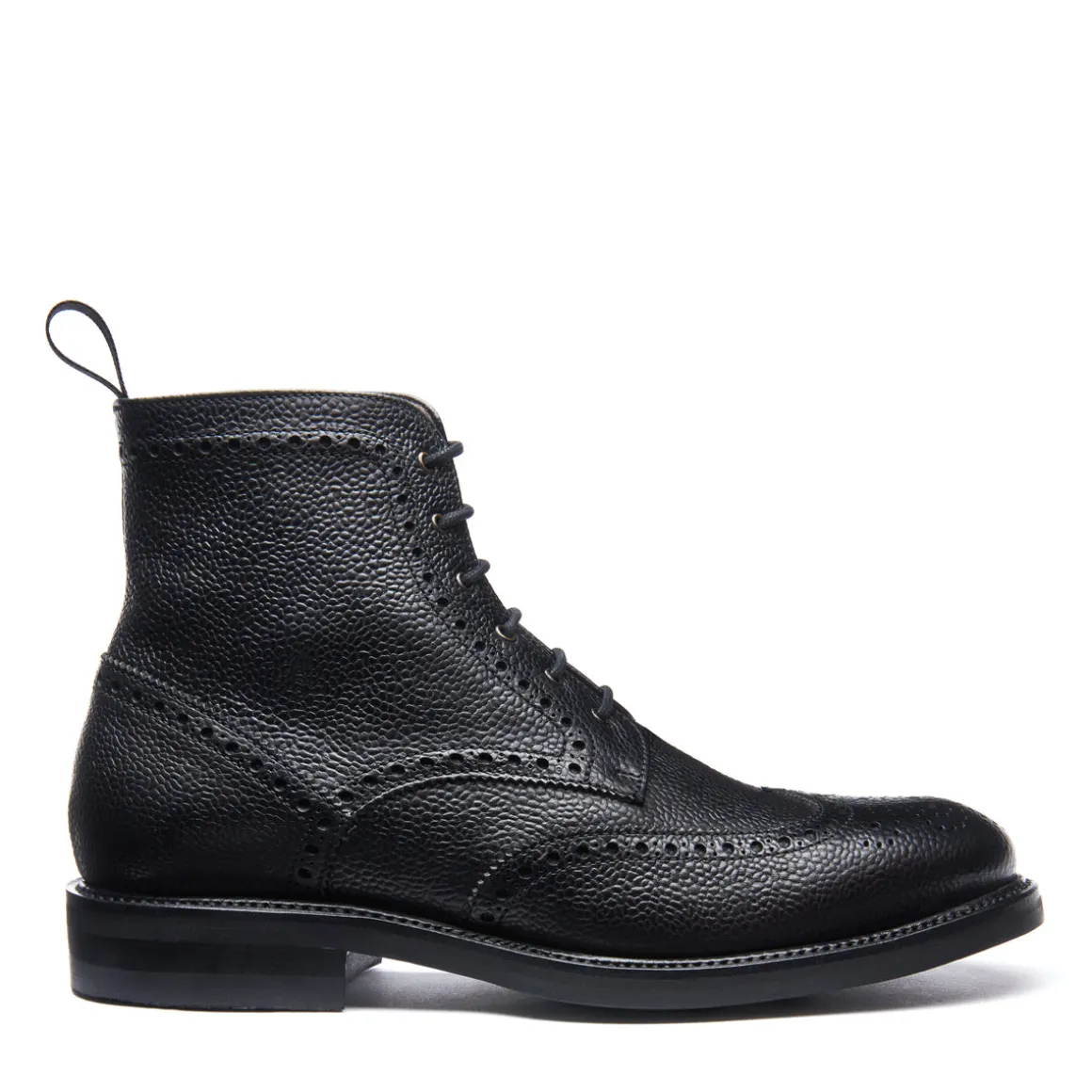 Outlet Black Grain-Calf 6 Eye Derby Brogue Boot Logger Boots | Derby Boots