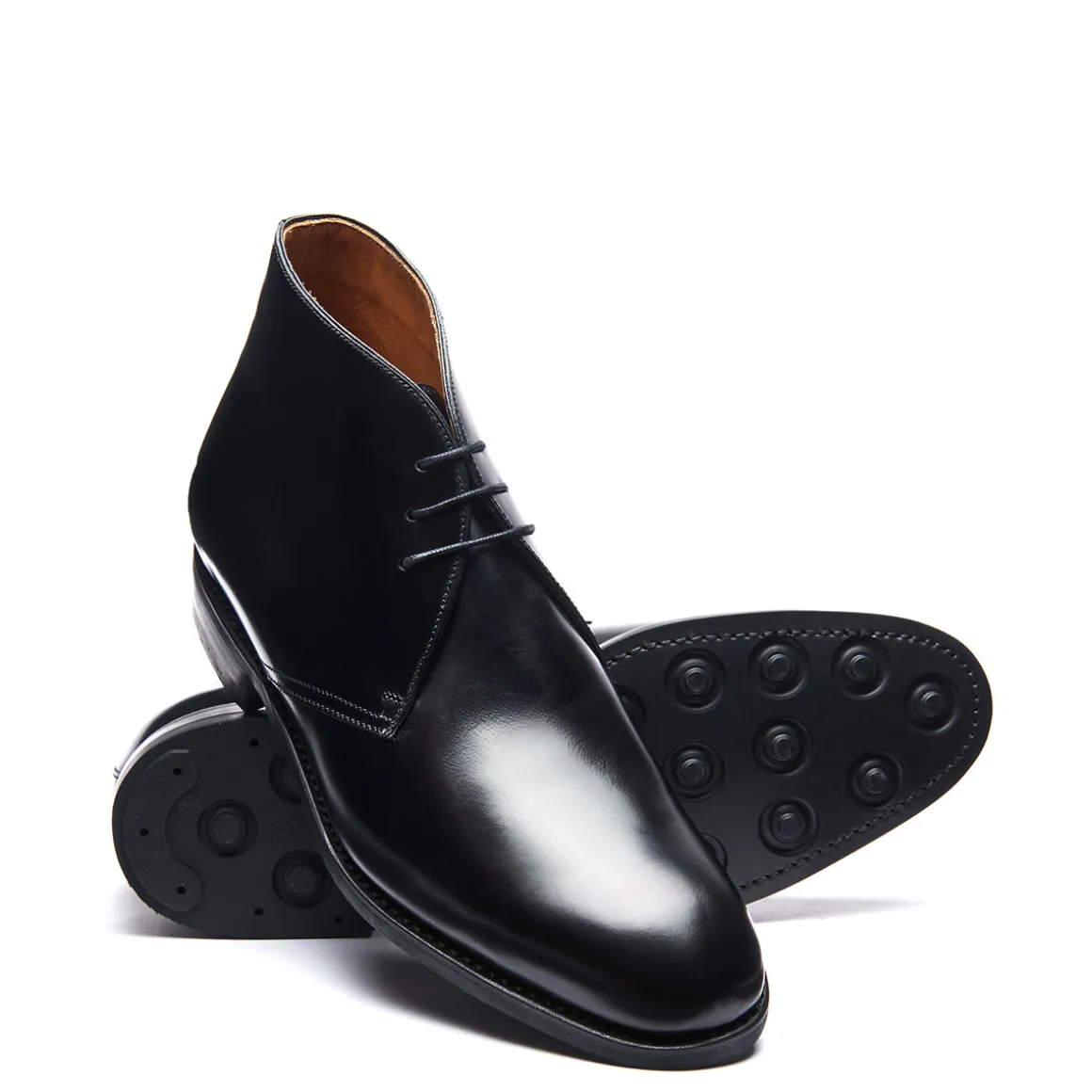 Discount Black Hi-Shine 3 Eye Chukka Boot Logger Boots | Chukka Boots