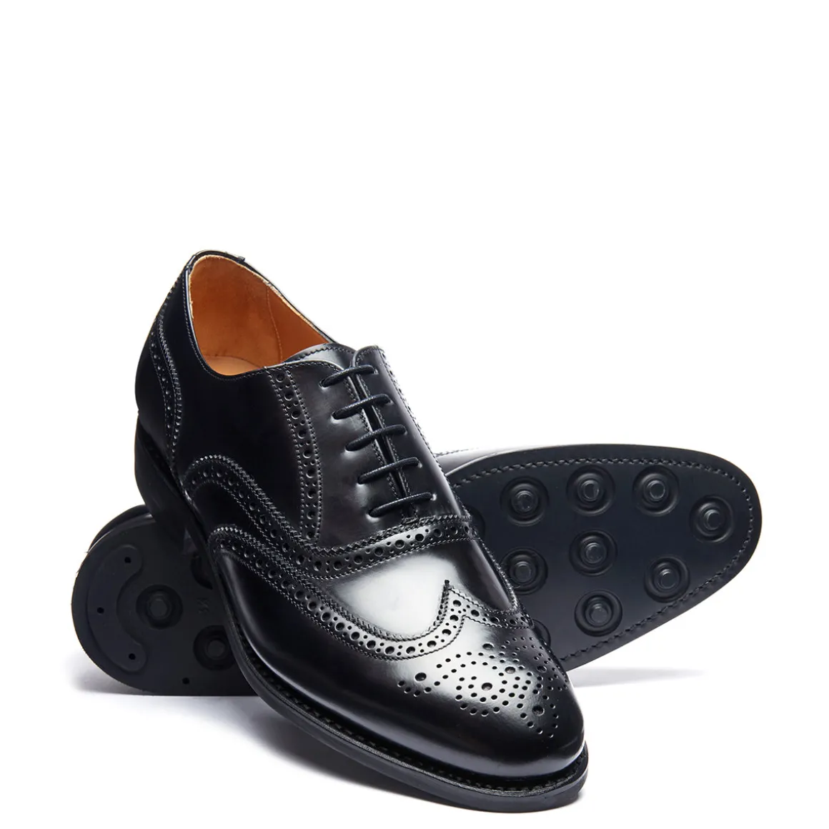 Fashion Black Hi-Shine 5 Eye Oxford Brogue Shoe Oxford Shoes | Logger Boots