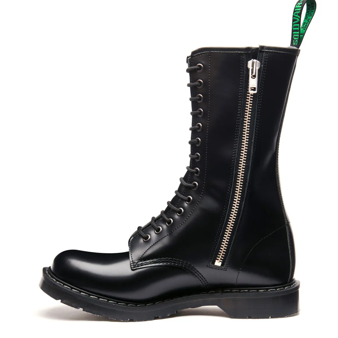 Online Black Hi-Shine 14 Eye Zip Derby Boot Women Zip Boots | Derby Boots