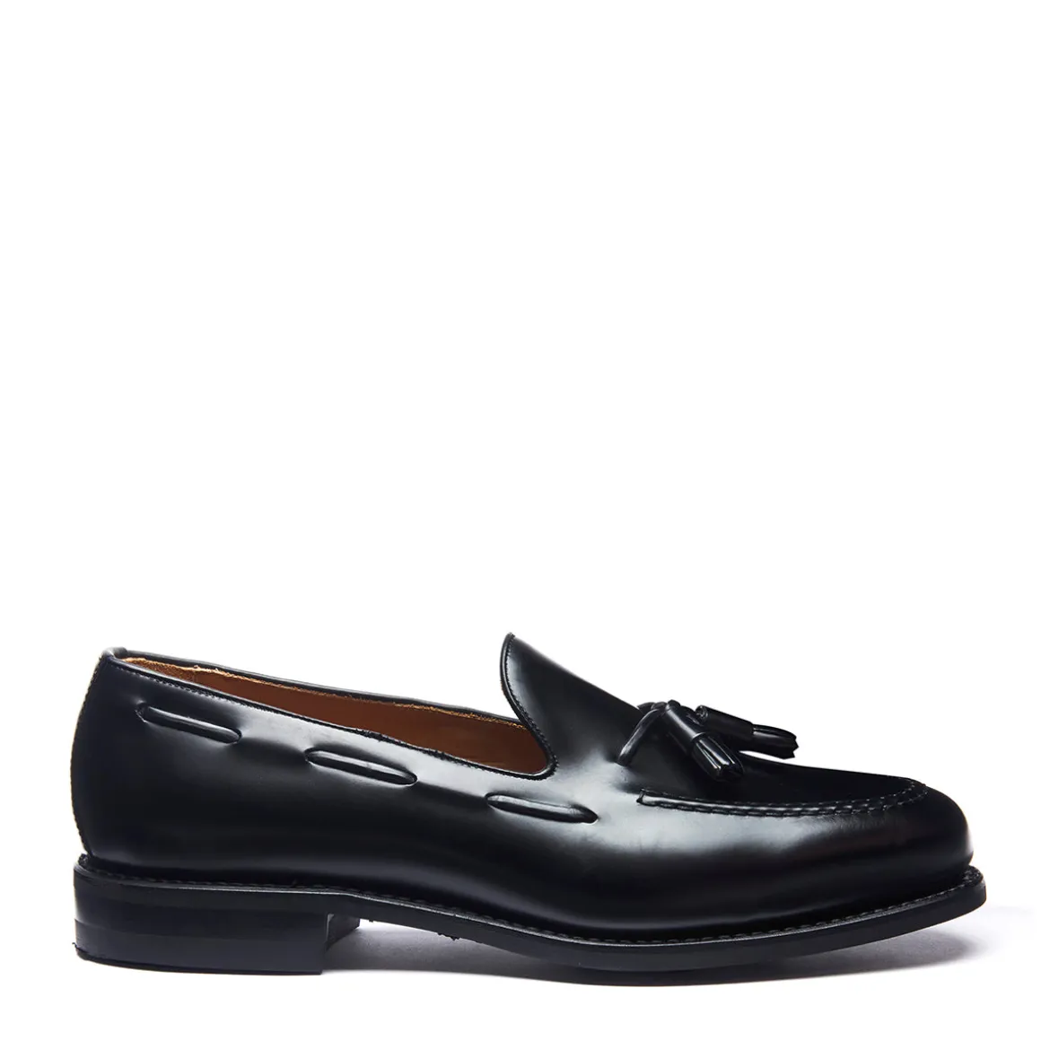 Cheap Black Hi-Shine Tassel Loafer Loafers | Logger Boots