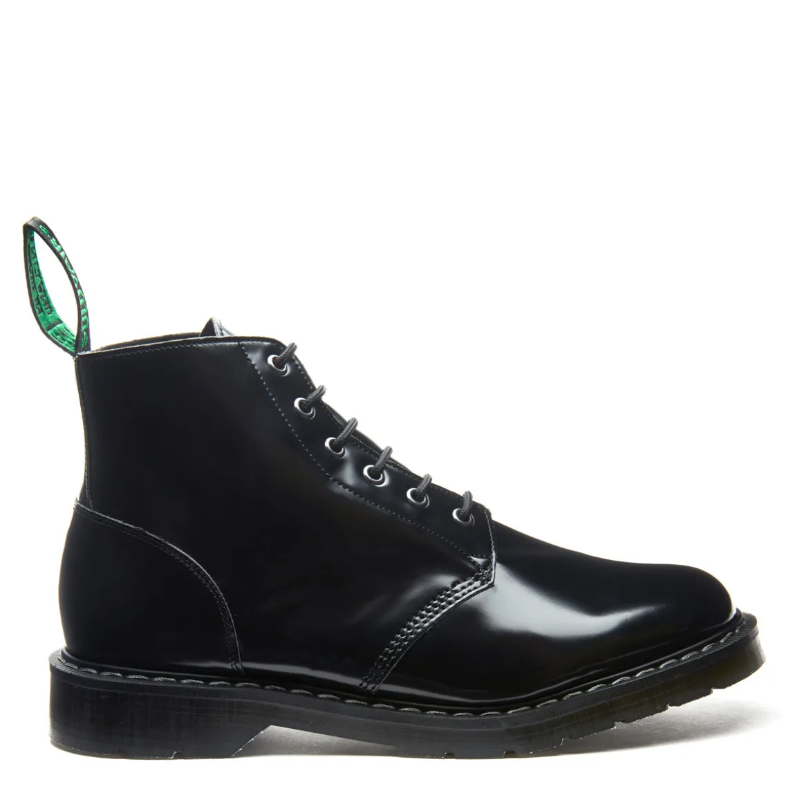 Cheap Black Hi-Shine Vegan 6 Eye Astronaut Boot Women Derby Boots | Astronaut Boots