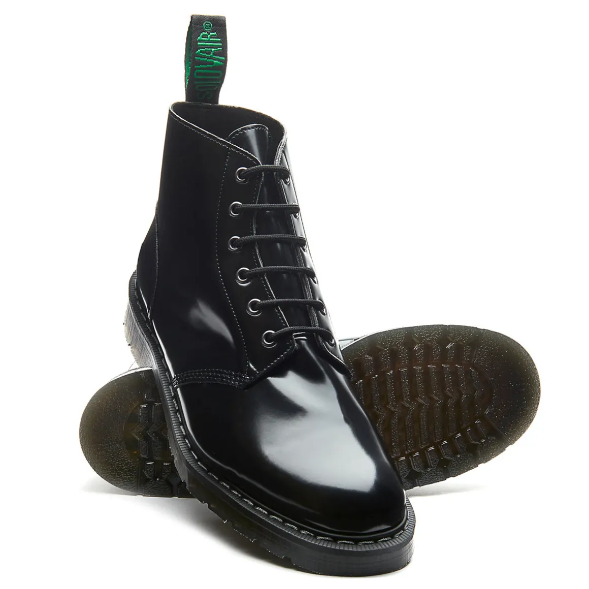 Cheap Black Hi-Shine Vegan 6 Eye Astronaut Boot Women Derby Boots | Astronaut Boots