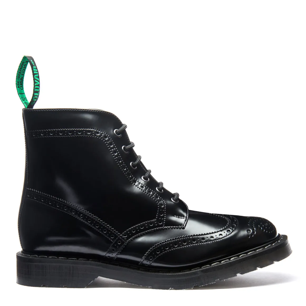 Cheap Black Hi-Shine Vegan 6 Eye Derby Brogue Boot Women Derby Boots | Brogue Boots