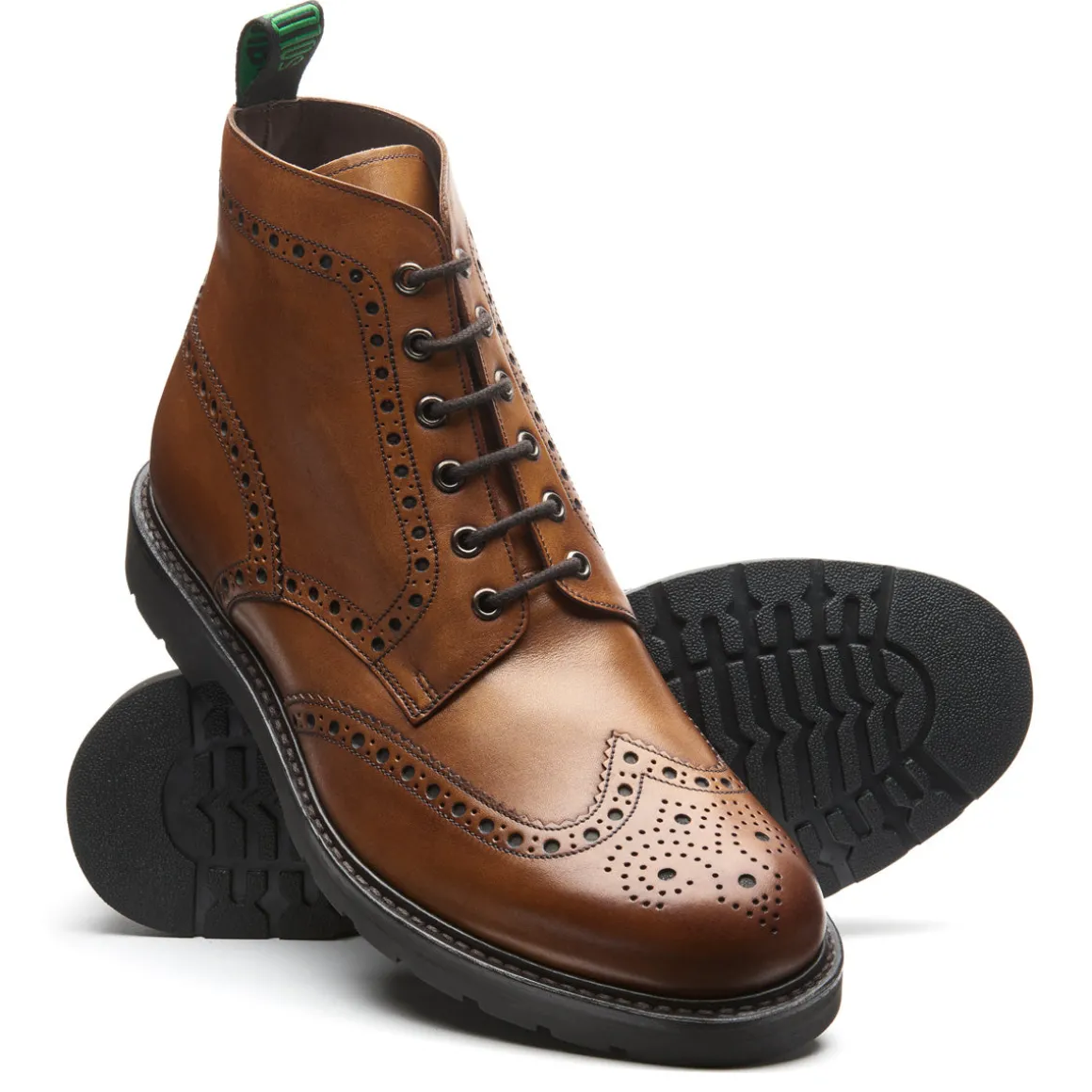 New Tan Calf 6 Eye Derby Brogue Boot Logger Boots | Brogue Boots